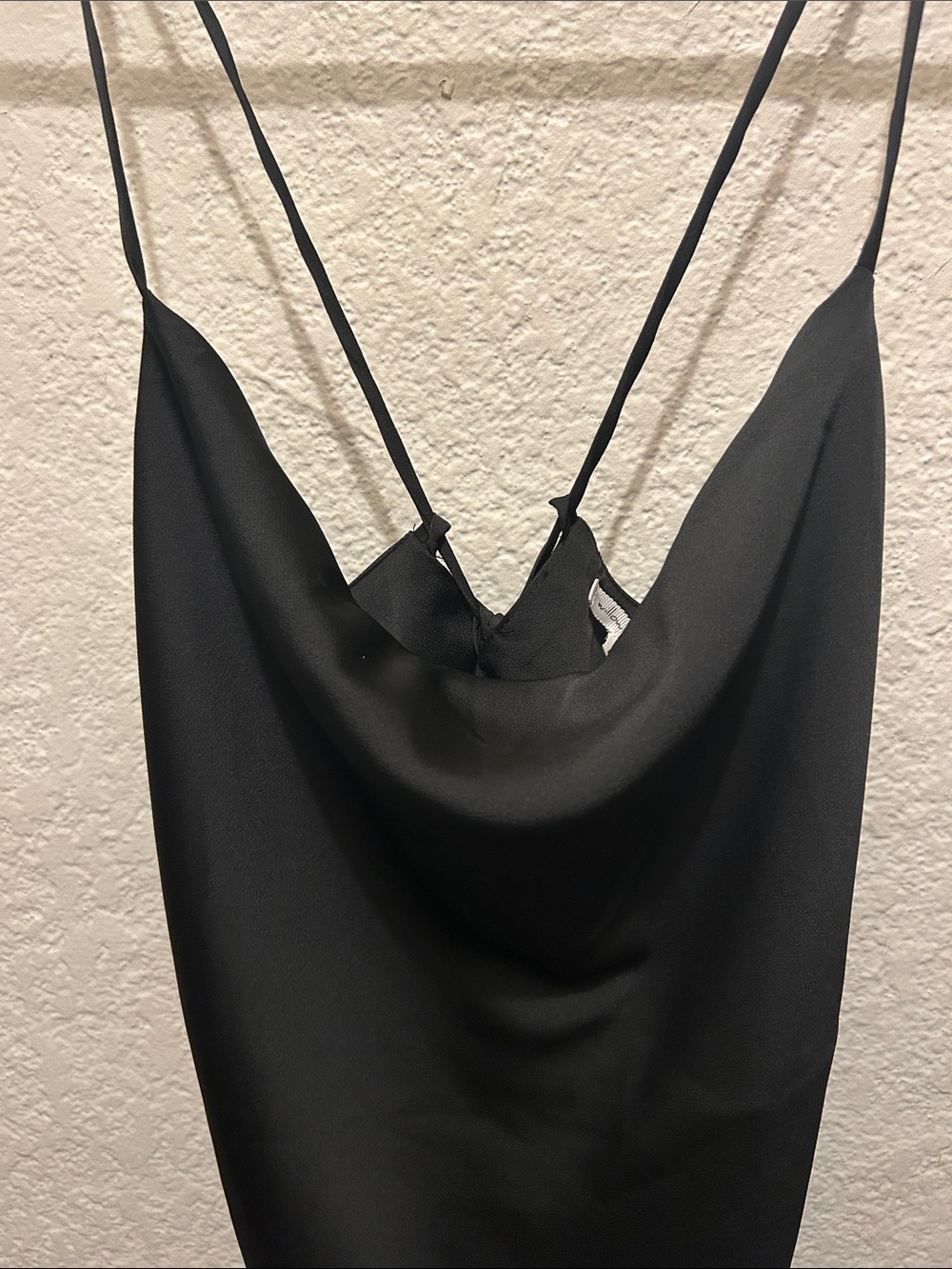 WILLOW & CLAY NWT Black Satin Cowl Slip Maxi Dress Sz LARGE - Picture 4 of 8